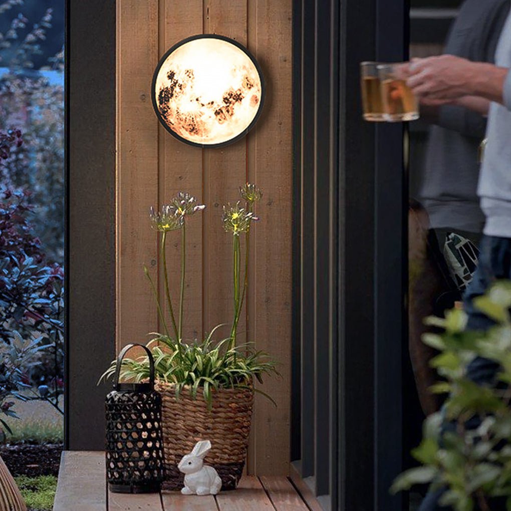 Modern Moon Design LED Outdoor Wall Light Waterproof Exterior Garden Sconce for Residential Villa