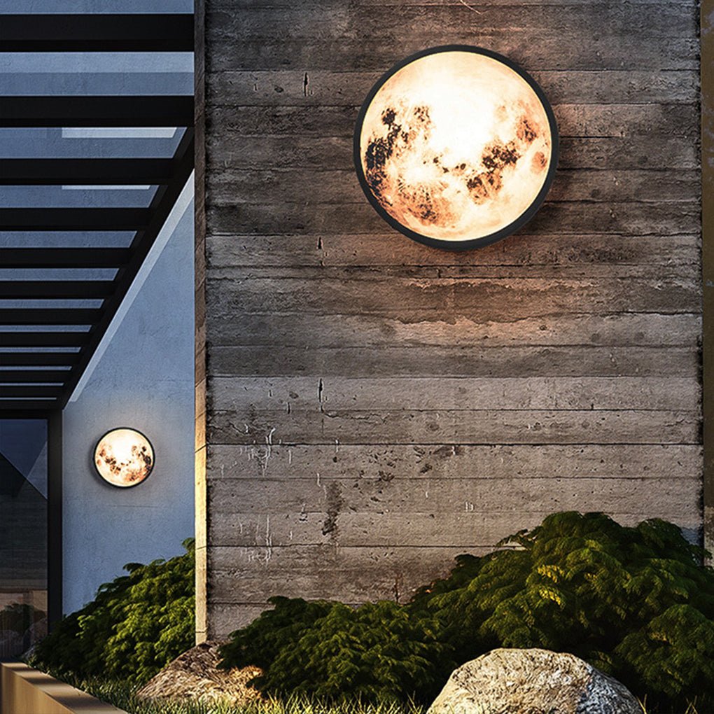 Modern Moon Design LED Outdoor Wall Light Waterproof Exterior Garden Sconce for Residential Villa