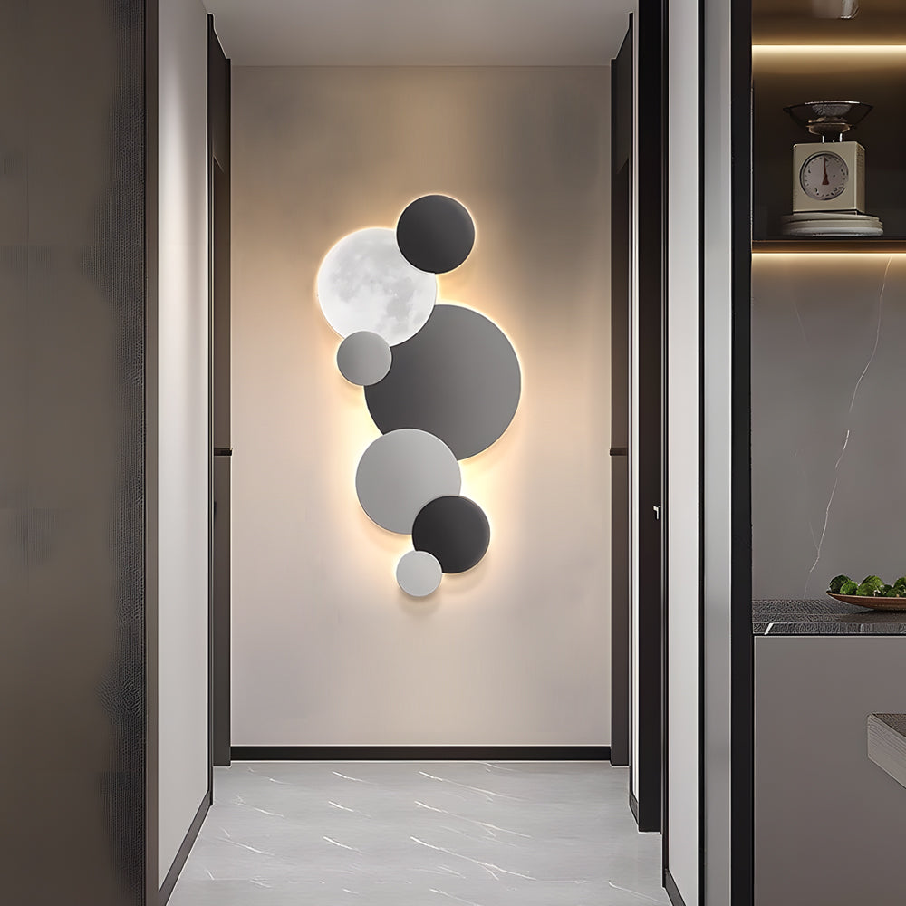 Modern Moon Design LED Wall Sconce Planetary Art Lighting with Remote Control and USB Power