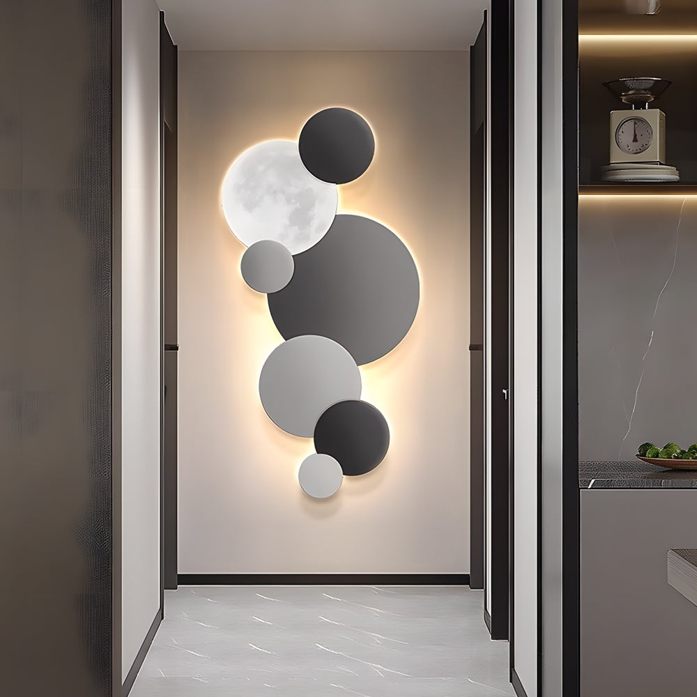 Modern Moon Design LED Wall Sconce Planetary Art Lighting with Remote Control and USB Power