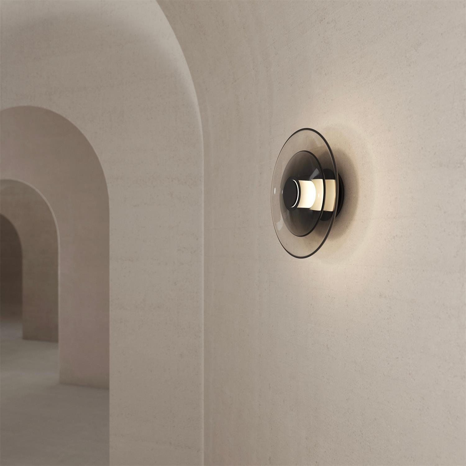 Modern Moon Inspired Glass Disc Wall Sconce Integrated LED Indoor Decorative Lighting