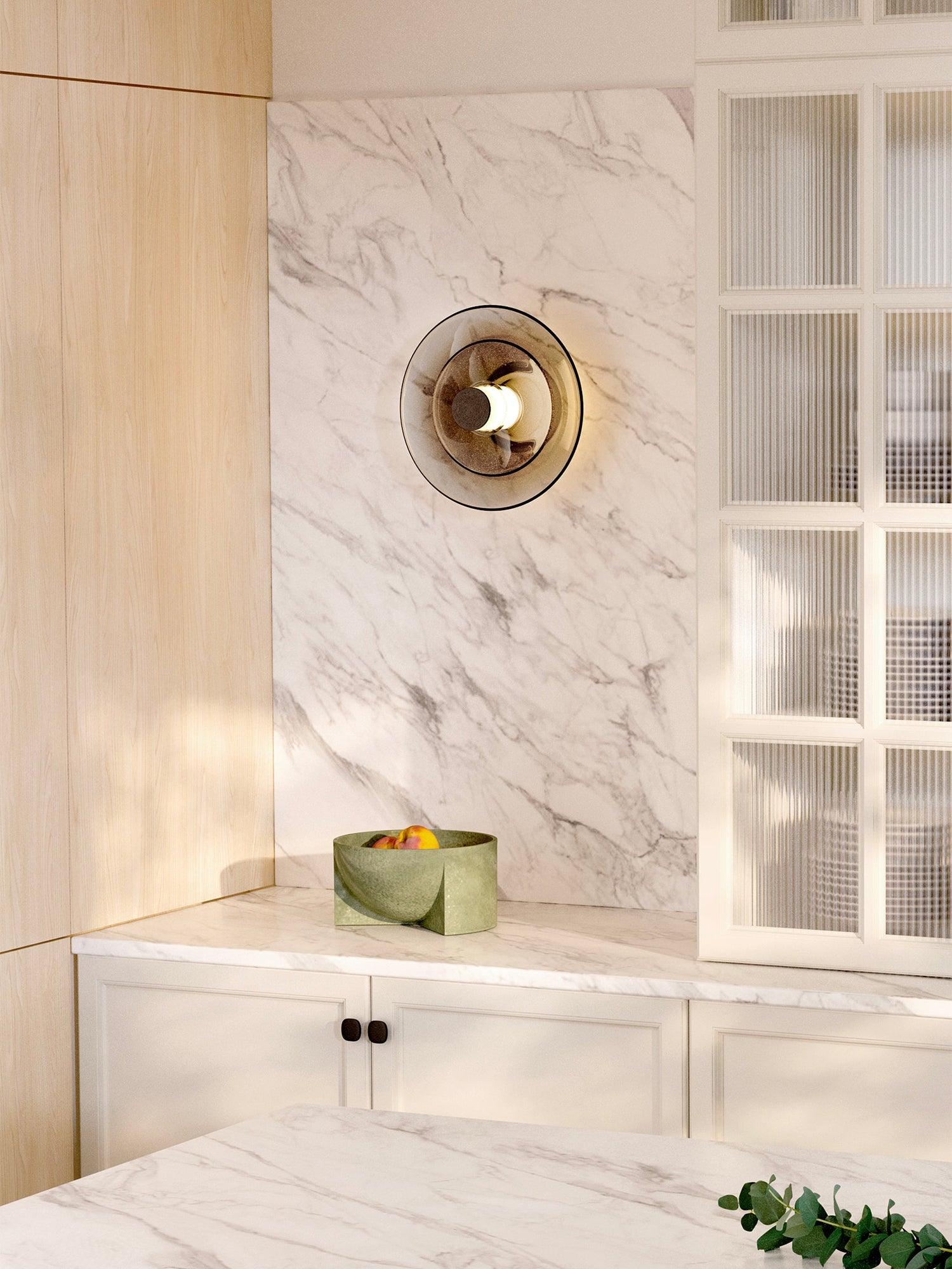 Modern Moon Inspired Glass Disc Wall Sconce Integrated LED Indoor Decorative Lighting