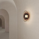 Modern Moon Inspired Glass Disc Wall Sconce Integrated LED Indoor Decorative Lighting