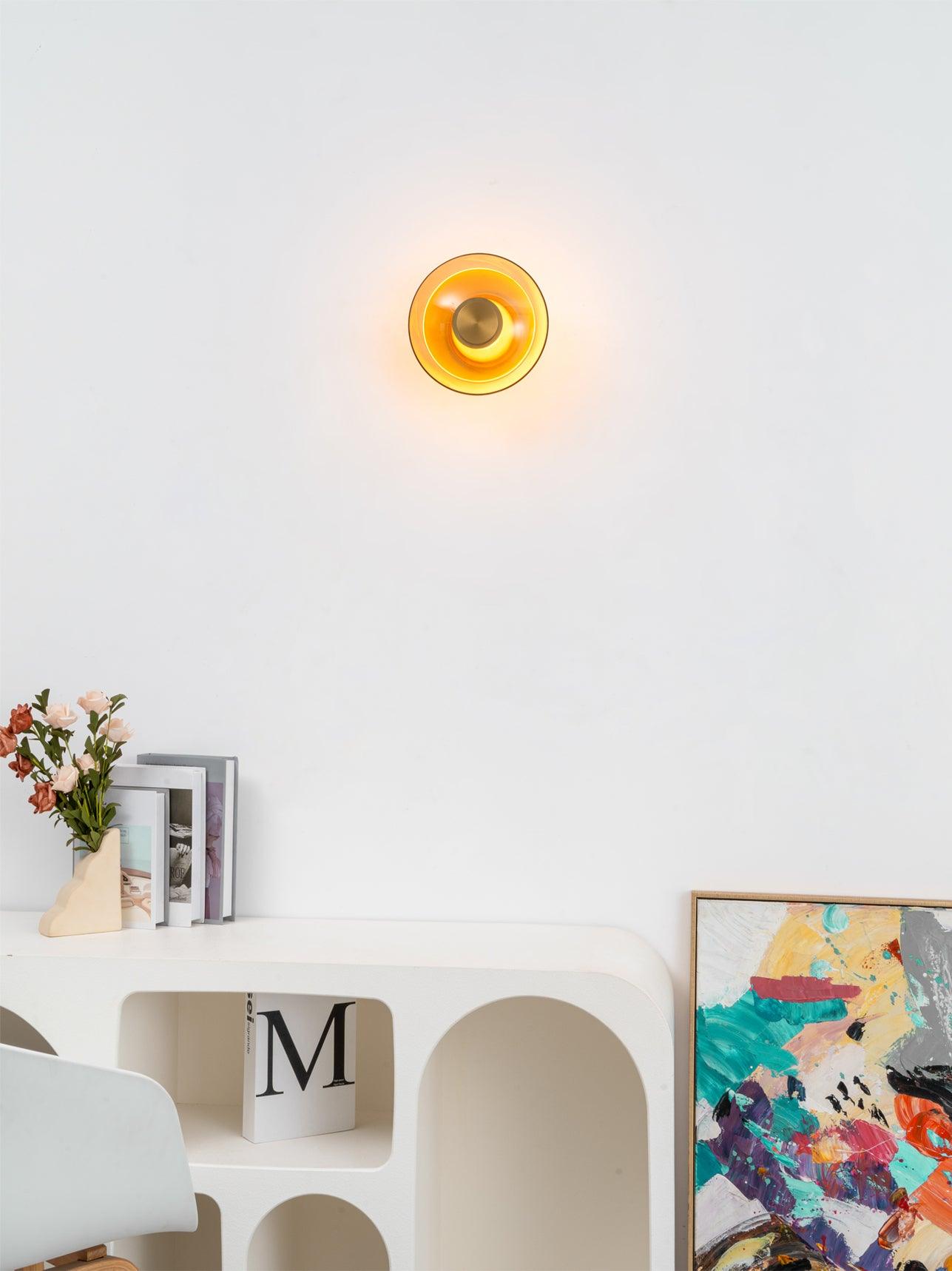 Modern Moon Inspired Glass Disc Wall Sconce Integrated LED Indoor Decorative Lighting