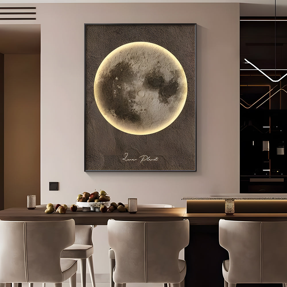 Modern Moon Integrated LED Lighted Electric Meter Box Cover Decorative Painting Art