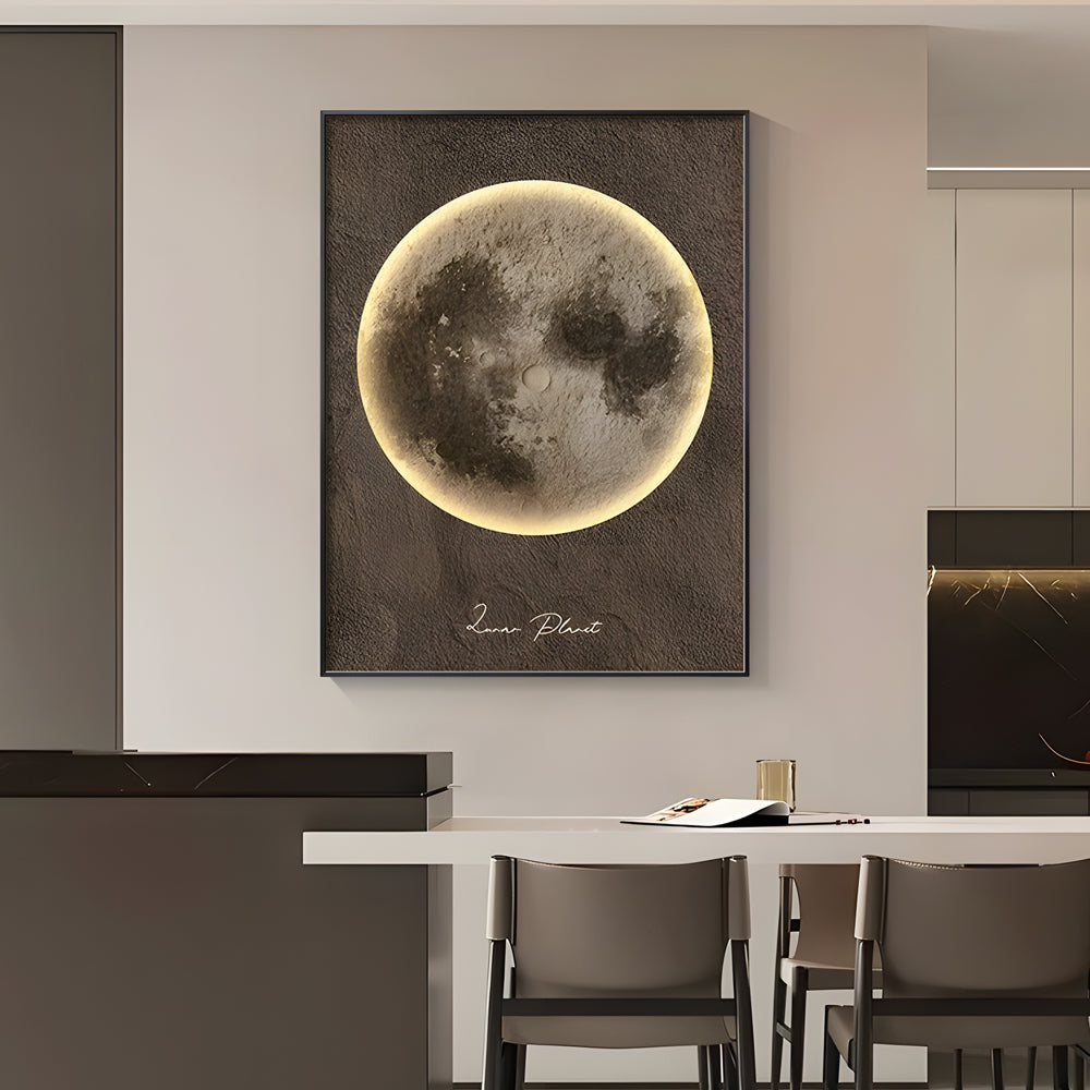 Modern Moon Integrated LED Lighted Electric Meter Box Cover Decorative Painting Art