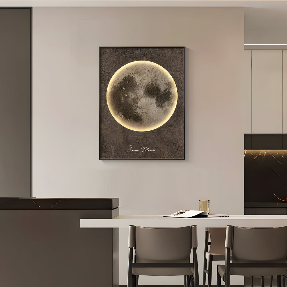 Modern Moon Integrated LED Lighted Electric Meter Box Cover Decorative Painting Art