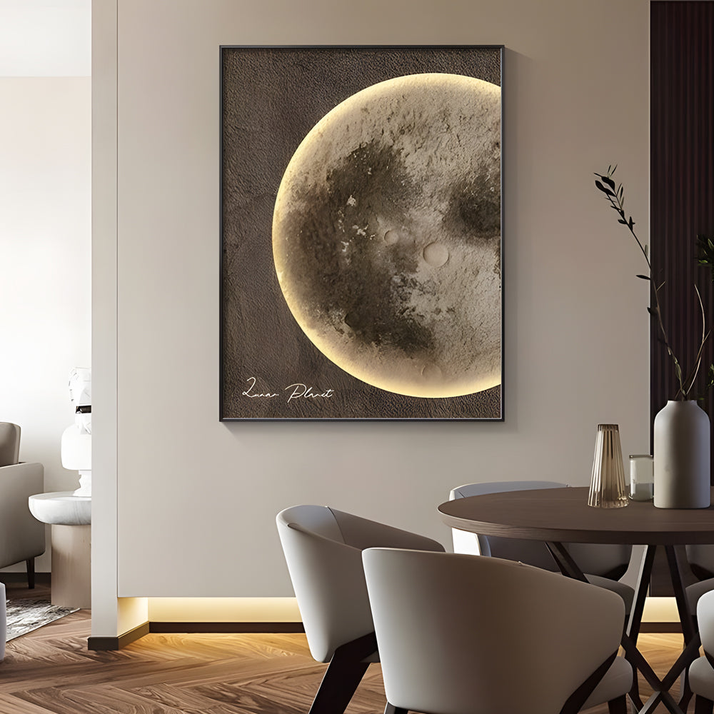 Modern Moon Integrated LED Lighted Electric Meter Box Cover Decorative Painting Art