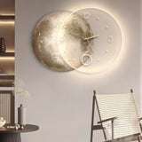 Modern Moon Lunar LED Wall Clock and Decorative Wall Painting Lamp with Remote Control and USB Power Supply