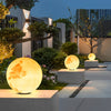 Modern Moon Outdoor Pier Mount Pillar Light Globe Sphere Solar Powered Path Lamp