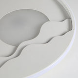 Modern Moon Patterned Circular LED Wall Sconce with Integrated Dimmable Lighting 16 Inch