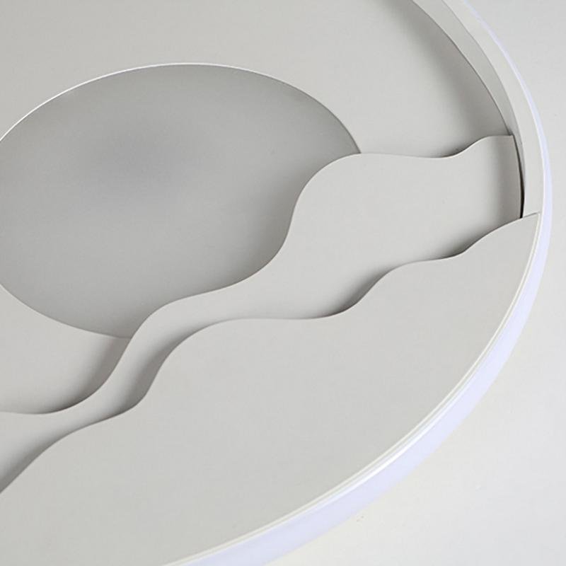 Modern Moon Patterned Circular LED Wall Sconce with Integrated Dimmable Lighting 16 Inch