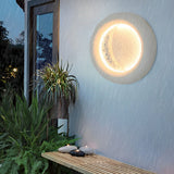 Modern Moon Shaped Outdoor LED Wall Sconce Waterproof Exterior Porch Lighting Concrete Garden Lamp