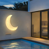 Modern Moon Shaped Outdoor Wall Sconce Waterproof Resin LED Light for Garden and Yard