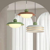 Modern Morandi Layered Pendant Lamp with Adjustable Swing Arm LED Acrylic Hanging Light