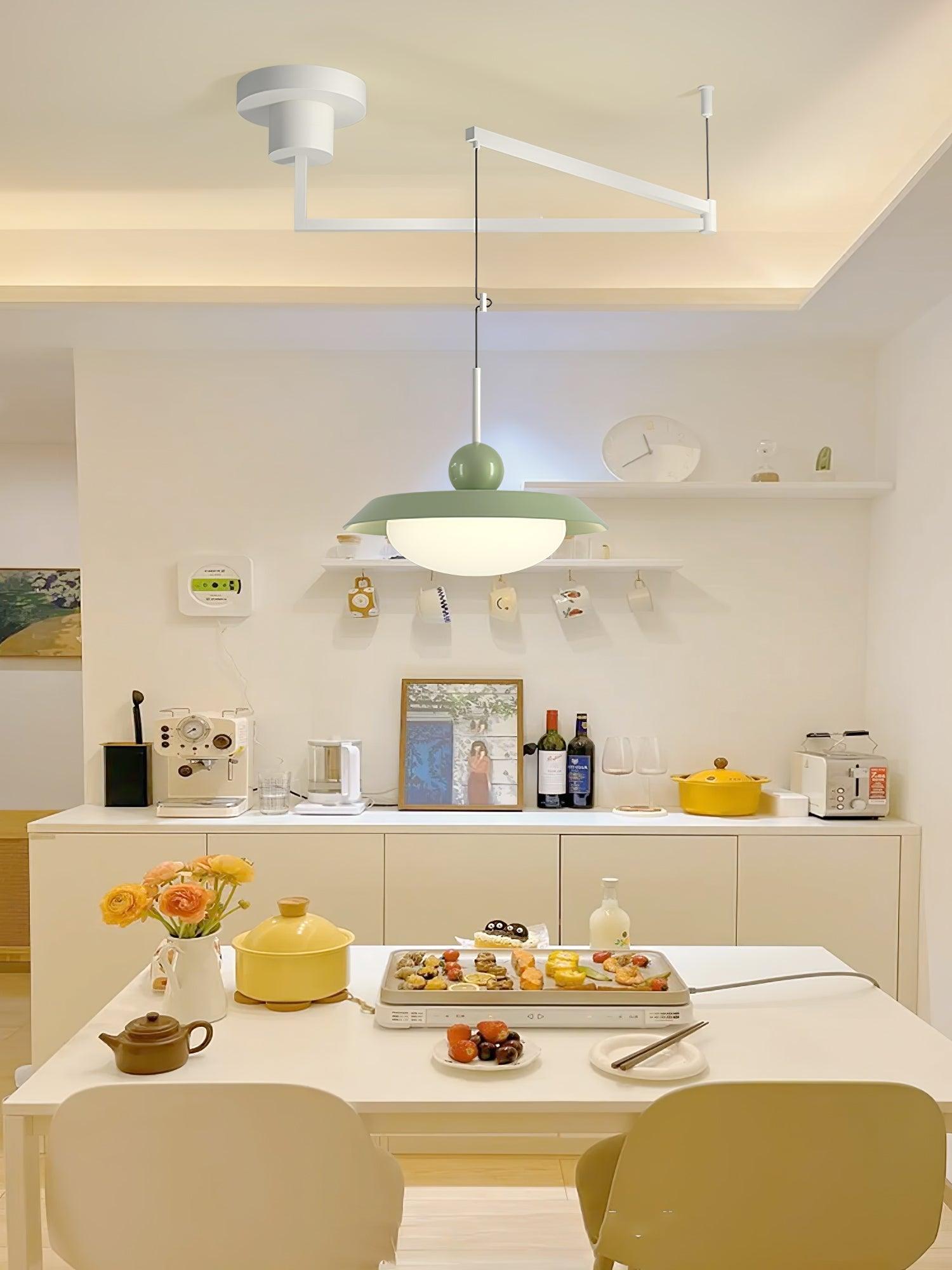 Modern Morandi Layered Pendant Lamp with Adjustable Swing Arm LED Acrylic Hanging Light