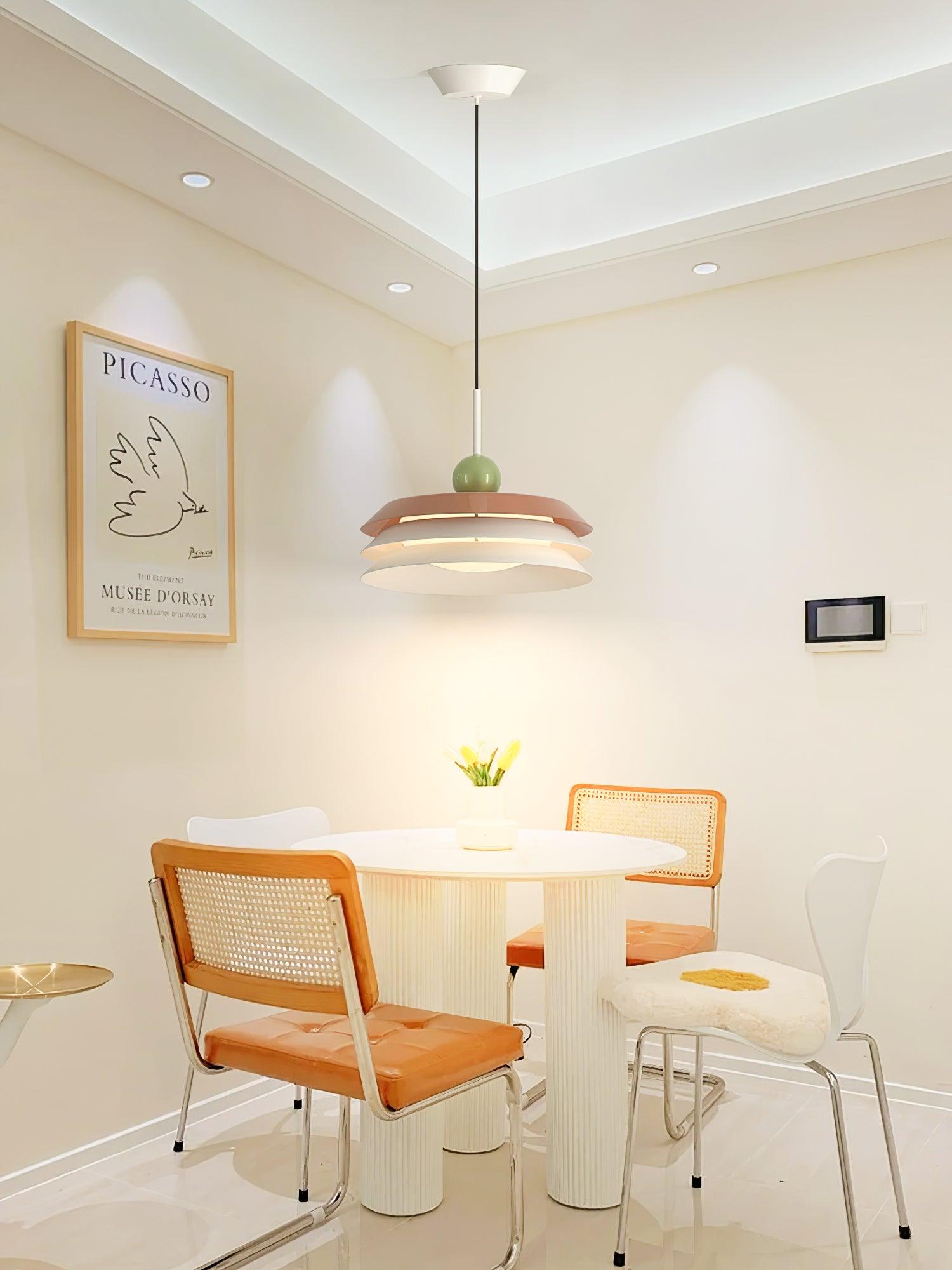 Modern Morandi Layered Pendant Lamp with Adjustable Swing Arm LED Acrylic Hanging Light