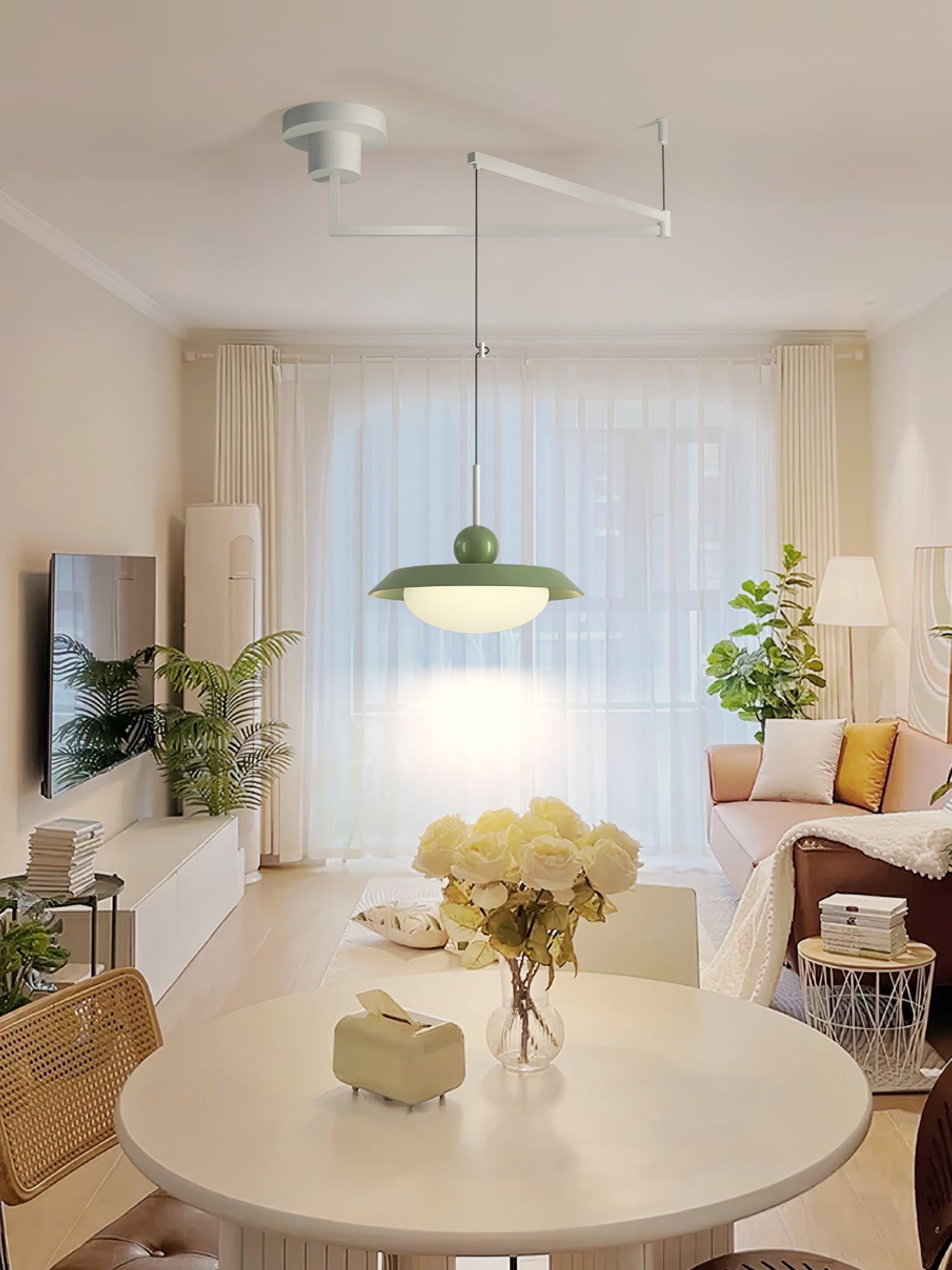 Modern Morandi Layered Pendant Lamp with Adjustable Swing Arm LED Acrylic Hanging Light