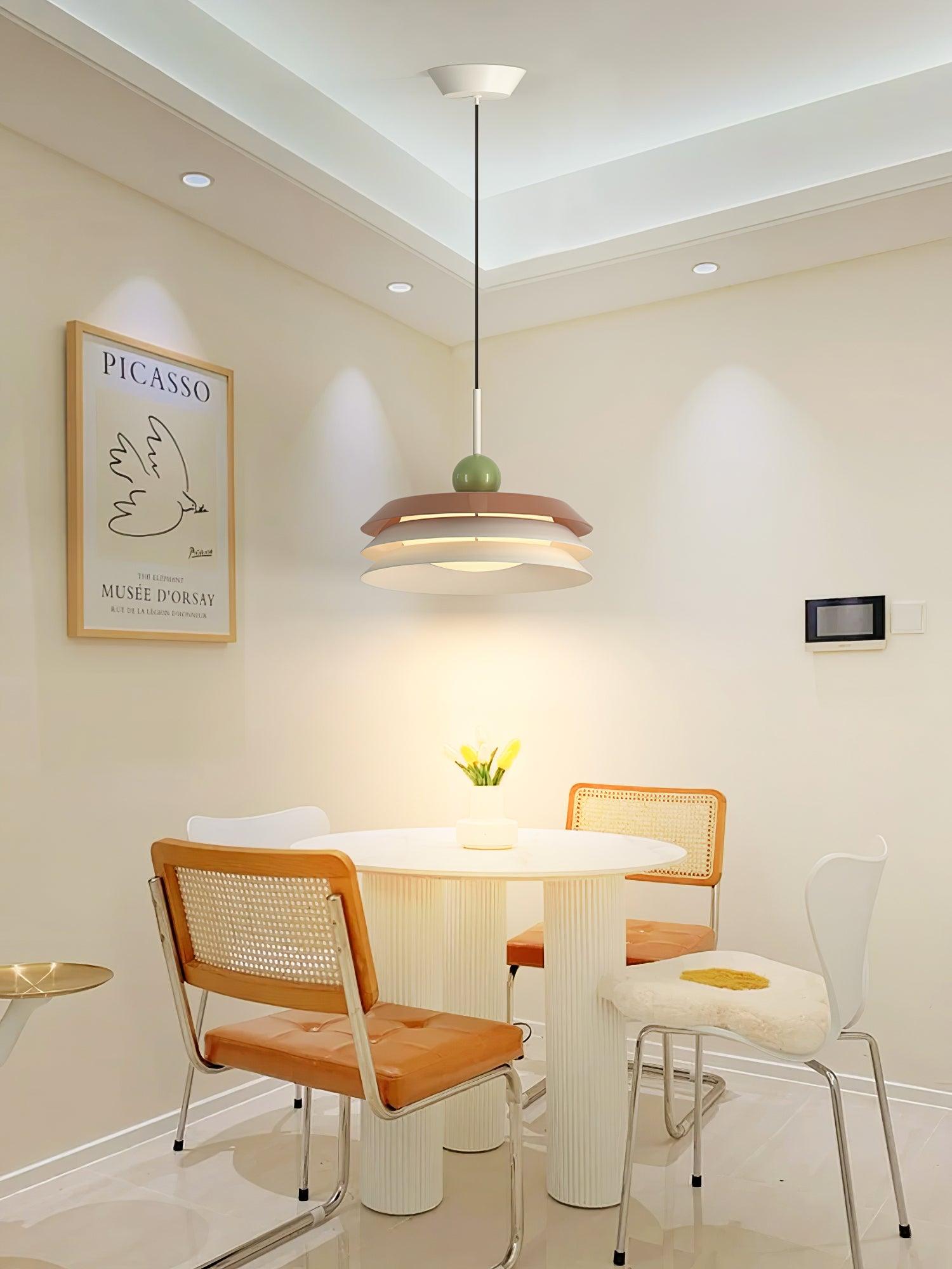 Modern Morandi Layered Pendant Lamp with Adjustable Swing Arm LED Acrylic Hanging Light