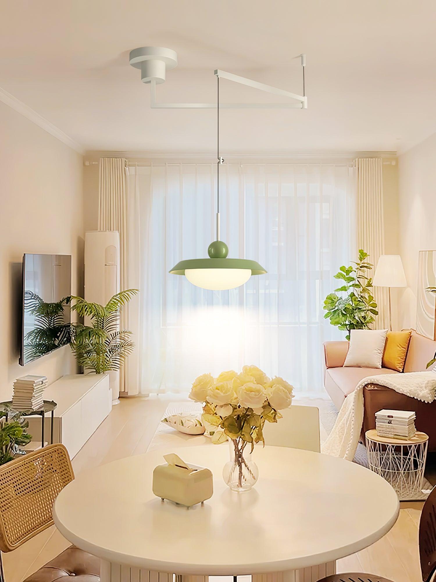 Modern Morandi Layered Pendant Lamp with Adjustable Swing Arm LED Acrylic Hanging Light