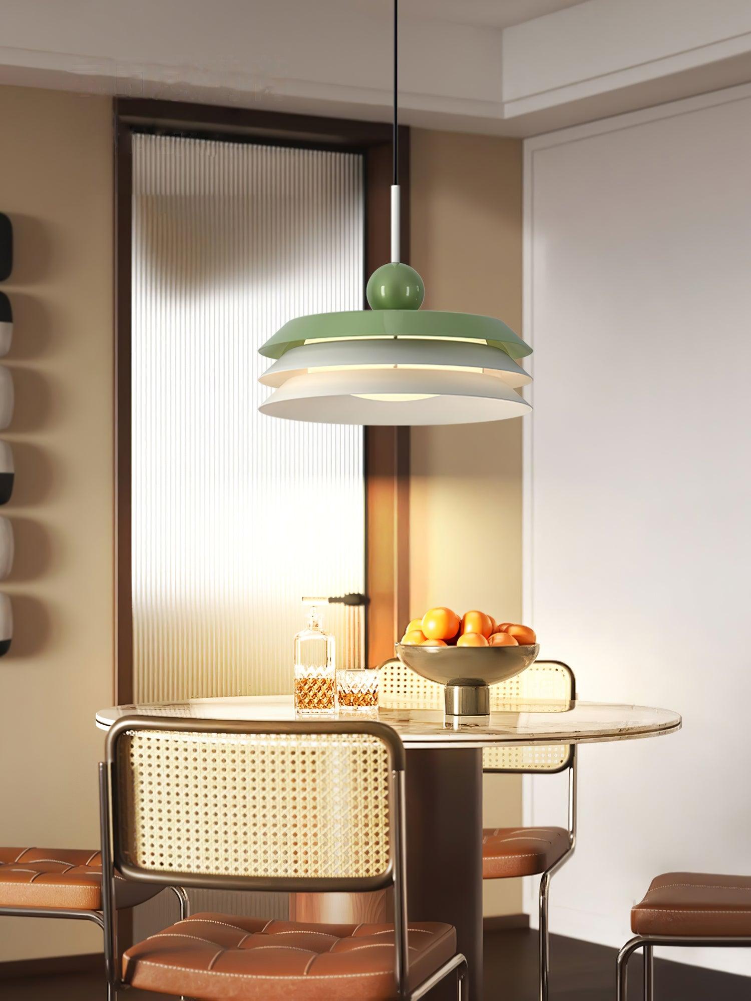 Modern Morandi Layered Pendant Lamp with Adjustable Swing Arm LED Acrylic Hanging Light
