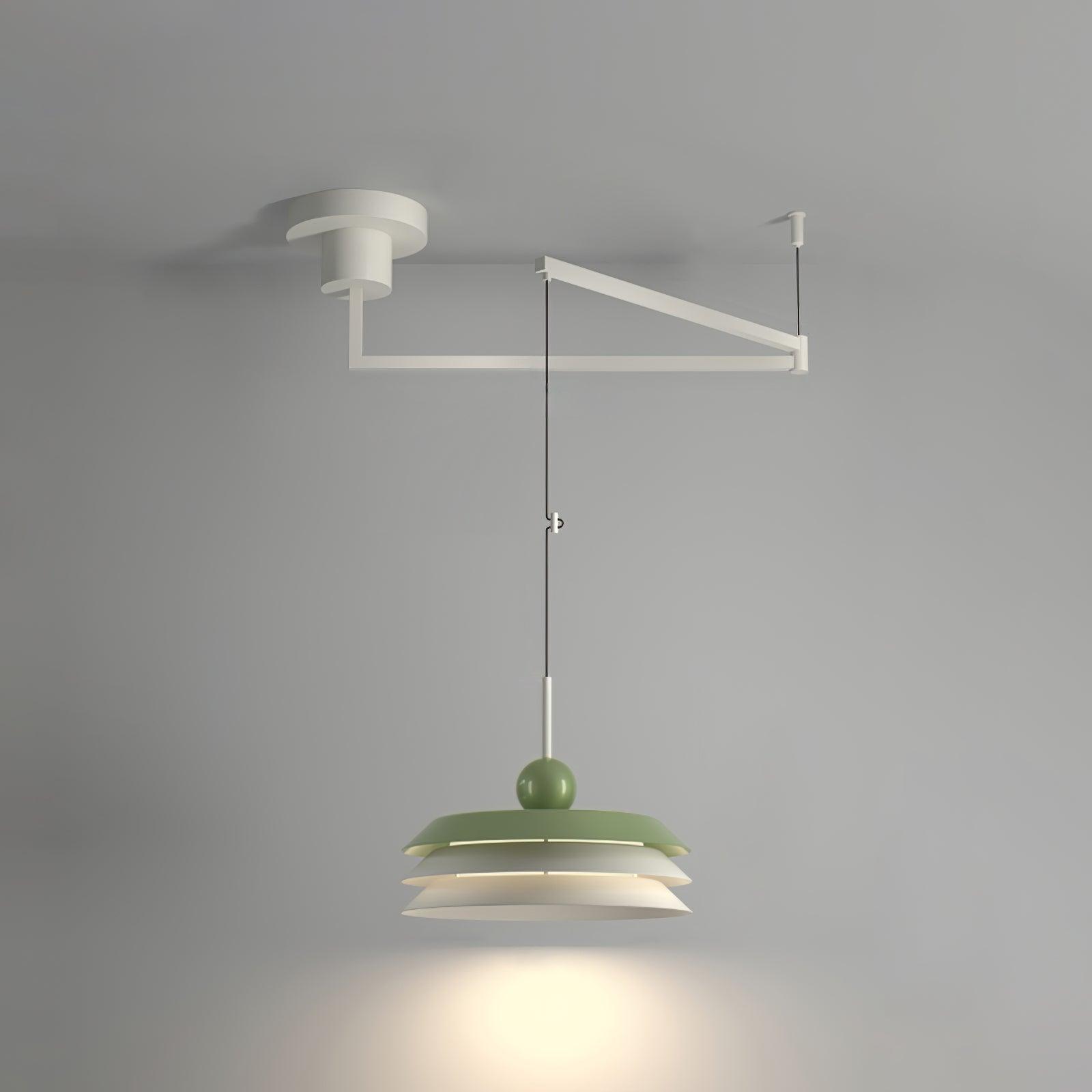 Modern Morandi Layered Pendant Lamp with Adjustable Swing Arm LED Acrylic Hanging Light
