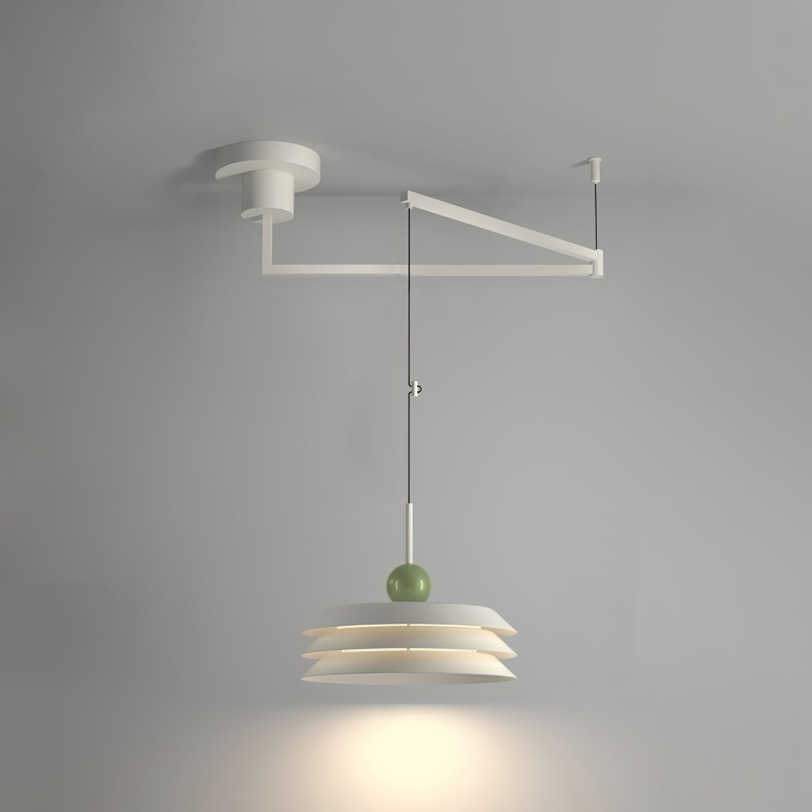 Modern Morandi Layered Pendant Lamp with Adjustable Swing Arm LED Acrylic Hanging Light