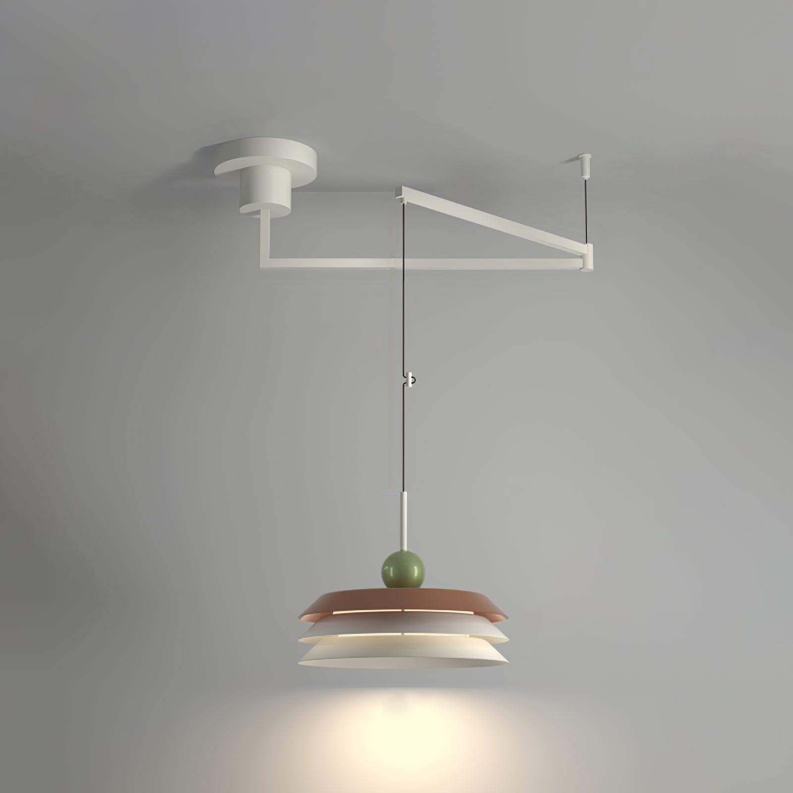 Modern Morandi Layered Pendant Lamp with Adjustable Swing Arm LED Acrylic Hanging Light