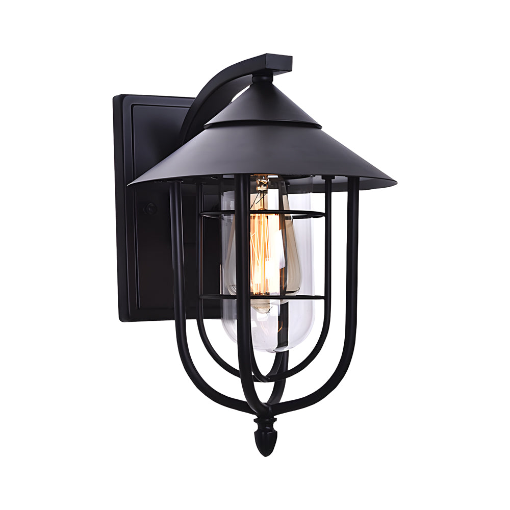 Modern Motion Sensor Outdoor Wall Sconce Iron and Glass Waterproof Retro Exterior Light for Porch