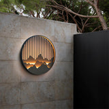 Modern Mountain Design Circular Outdoor Wall Sconce Waterproof IP65 LED Exterior Light for Garden and Villa Black