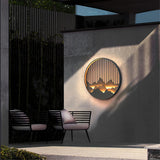 Modern Mountain Design Circular Outdoor Wall Sconce Waterproof IP65 LED Exterior Light for Garden and Villa Black