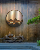 Modern Mountain Design Circular Outdoor Wall Sconce Waterproof IP65 LED Exterior Light for Garden and Villa Black