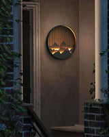 Modern Mountain Design Circular Outdoor Wall Sconce Waterproof IP65 LED Exterior Light for Garden and Villa Black