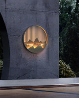 Modern Mountain Design Circular Outdoor Wall Sconce Waterproof IP65 LED Exterior Light for Garden and Villa Black