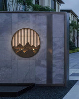 Modern Mountain Design Circular Outdoor Wall Sconce Waterproof IP65 LED Exterior Light for Garden and Villa Black