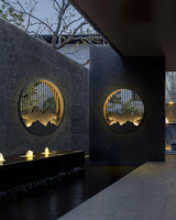 Modern Mountain Design Circular Outdoor Wall Sconce Waterproof IP65 LED Exterior Light for Garden and Villa Black