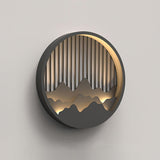 Modern Mountain Design Circular Outdoor Wall Sconce Waterproof IP65 LED Exterior Light for Garden and Villa Black