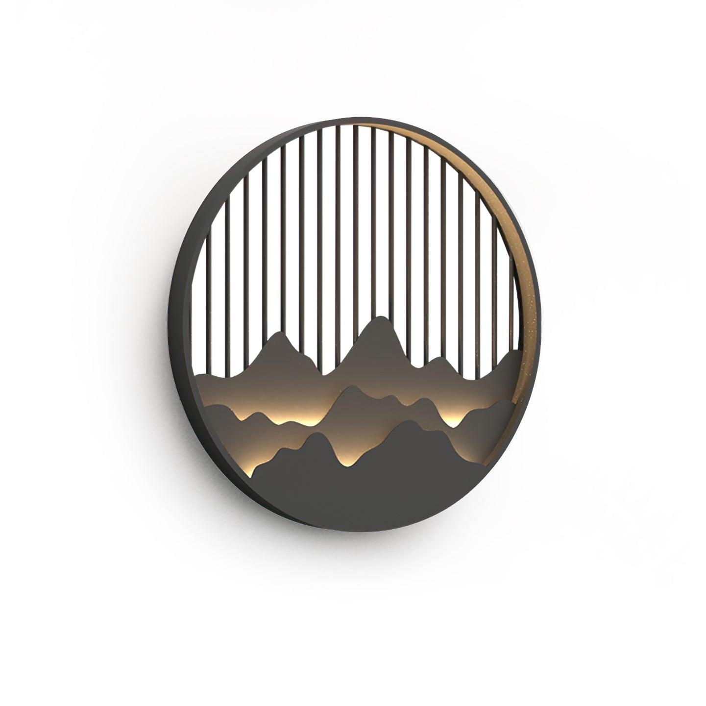 Modern Mountain Design Circular Outdoor Wall Sconce Waterproof IP65 LED Exterior Light for Garden and Villa Black