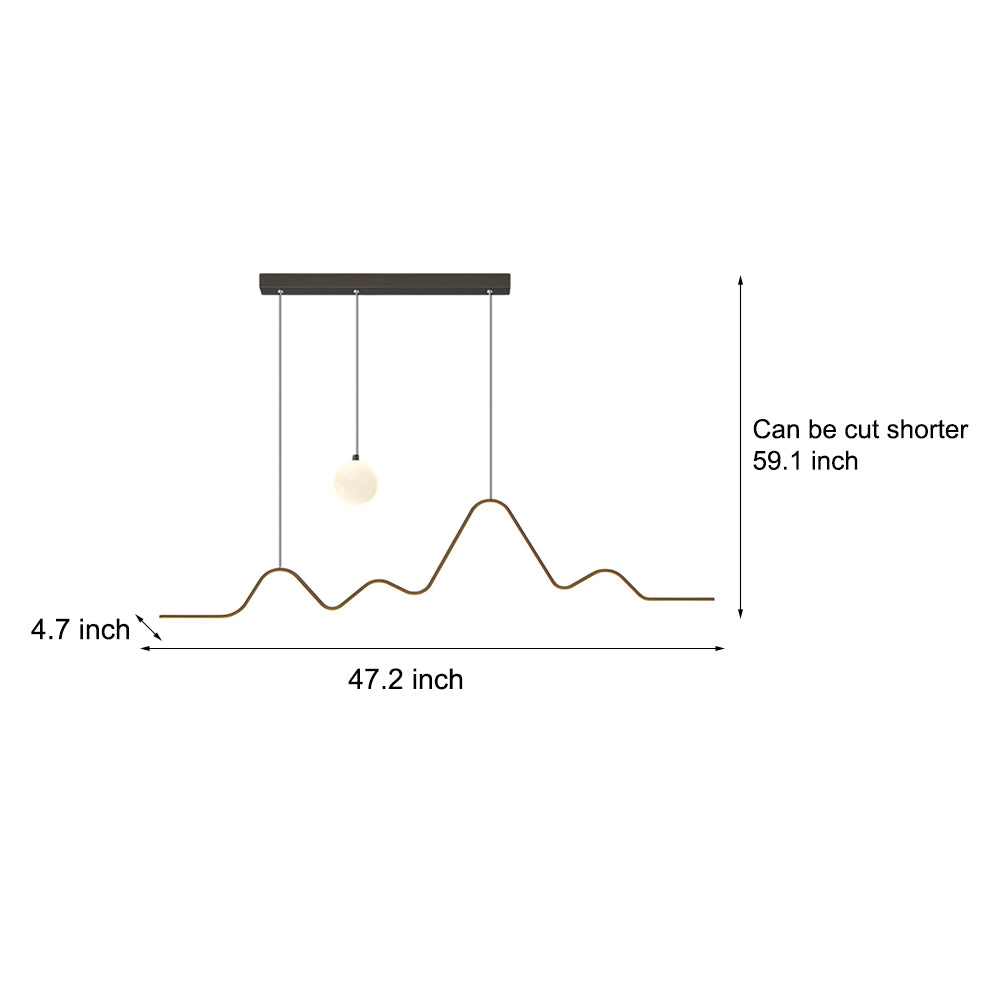 Modern Mountain Moon LED Linear Pendant Light for Dining Room with 3 Step Dimming