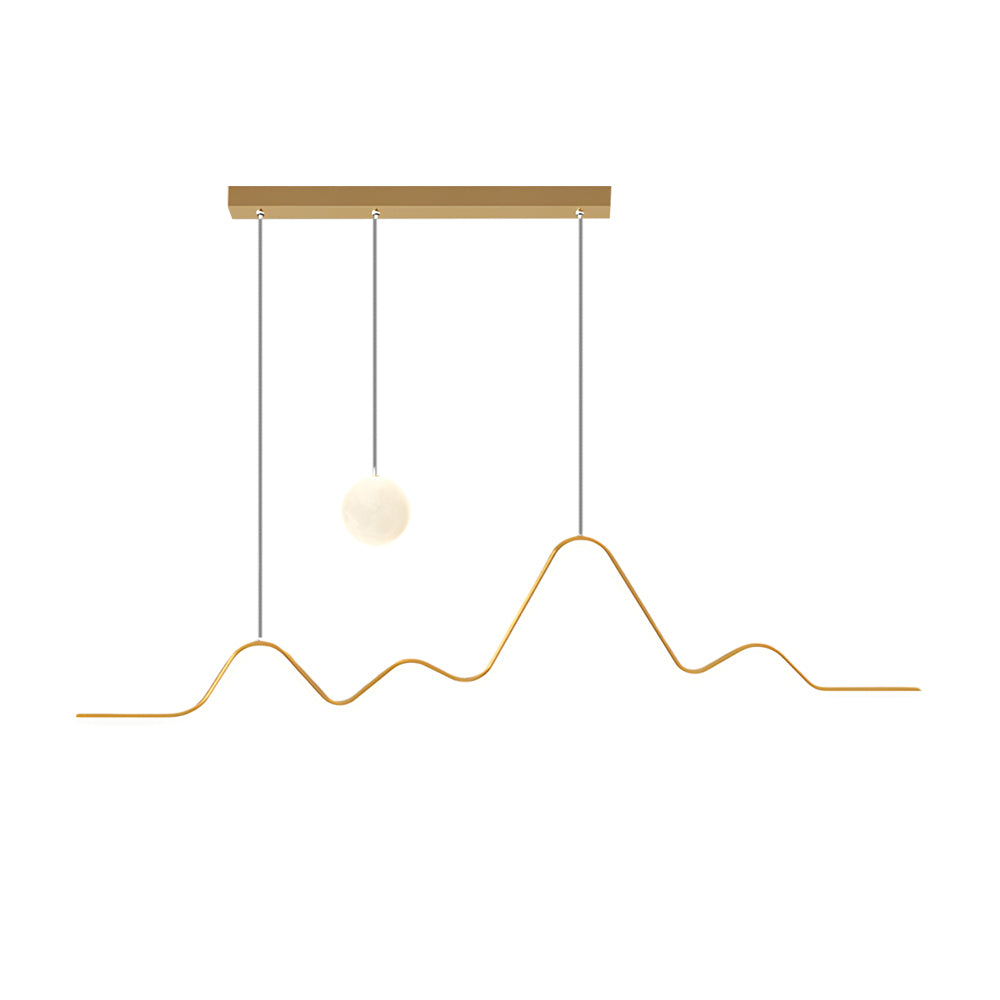 Modern Mountain Moon LED Linear Pendant Light for Dining Room with 3 Step Dimming