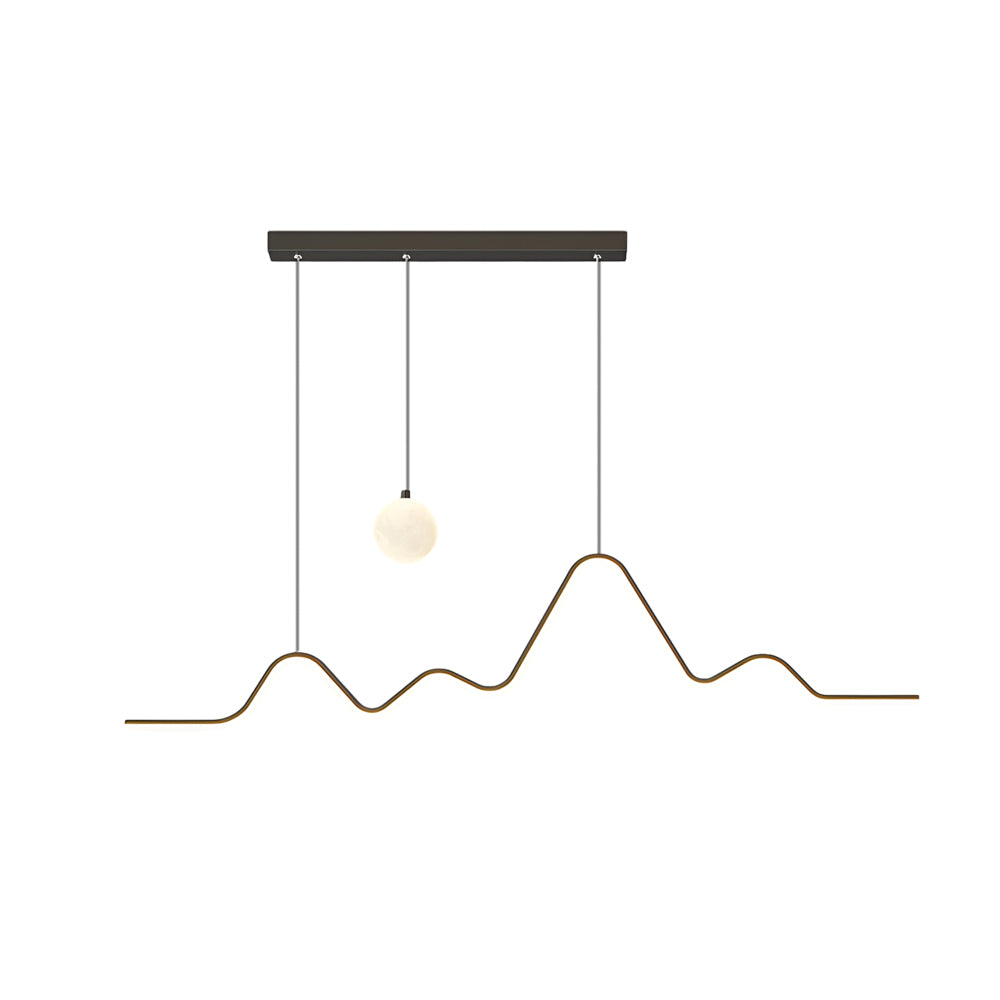 Modern Mountain Moon LED Linear Pendant Light for Dining Room with 3 Step Dimming