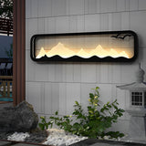 Modern Mountain Scenery LED Outdoor Wall Sconce Waterproof Black Rectangular Garden Yard Lighting