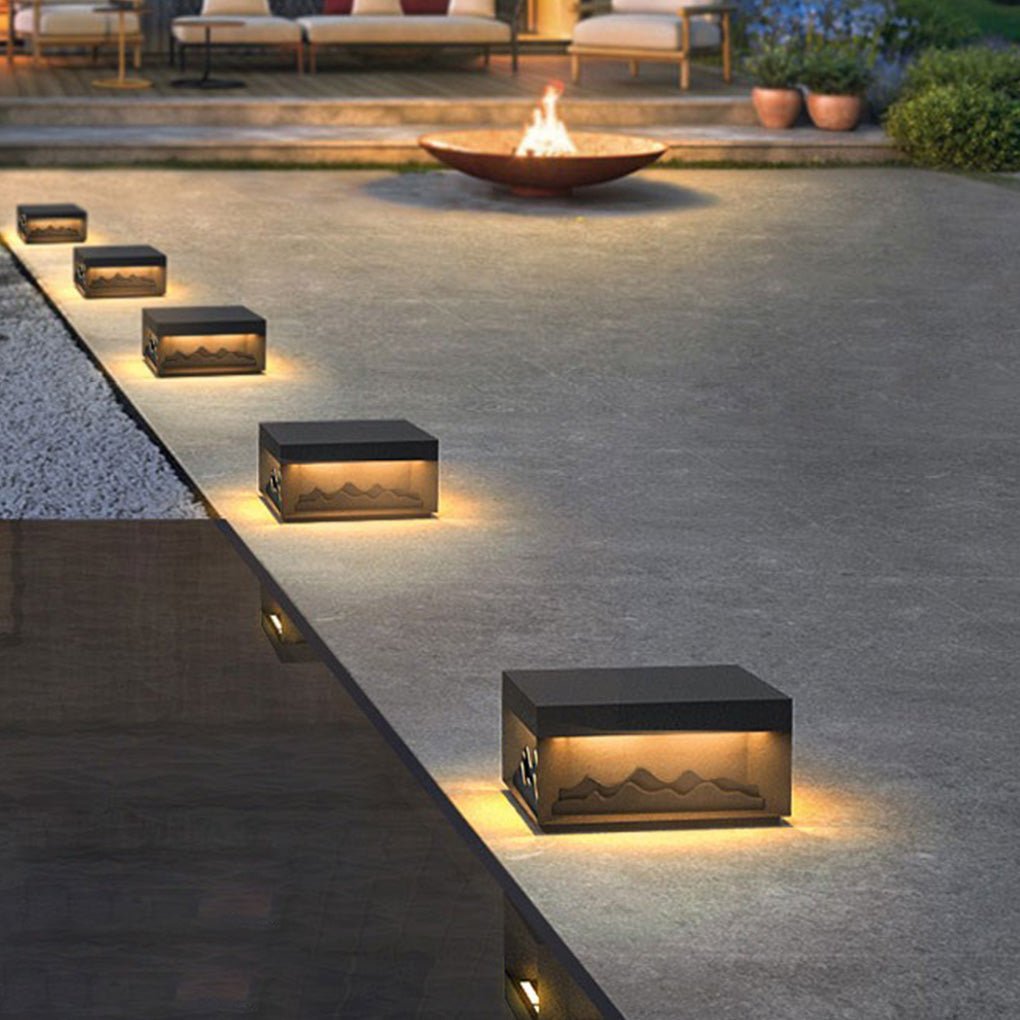 Modern Mountain Shape Outdoor Post Light IP65 Waterproof Garden Landscape Pillar Lamp LED Warm White