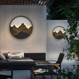 Modern Mountain View LED Outdoor Wall Sconce Waterproof Round Garden Porch Lighting
