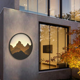 Modern Mountain View LED Outdoor Wall Sconce Waterproof Round Garden Porch Lighting
