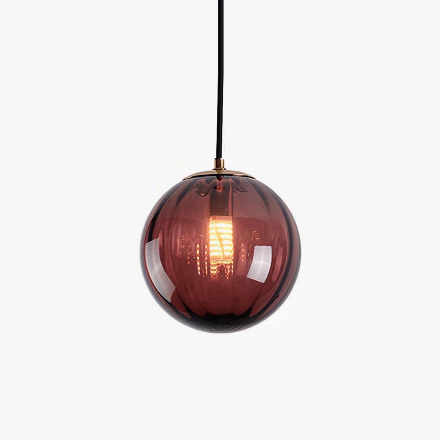 Modern Mouth Blown Glass Globe Pendant Light with Adjustable Metal Stalk for Indoor Ceilings
