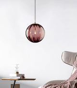 Modern Mouth Blown Glass Globe Pendant Light with Adjustable Metal Stalk for Indoor Ceilings