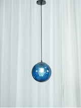 Modern Mouth Blown Glass Globe Pendant Light with Adjustable Metal Stalk for Indoor Ceilings