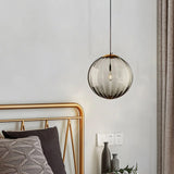 Modern Mouth Blown Glass Globe Pendant Light with Adjustable Metal Stalk for Indoor Ceilings