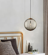 Modern Mouth Blown Glass Globe Pendant Light with Adjustable Metal Stalk for Indoor Ceilings